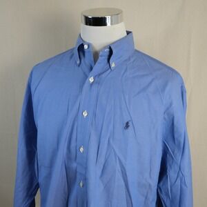 Polo Ralph Lauren 16 34/35 Classic Fit Oxford Button Down Dress Shirt Blue